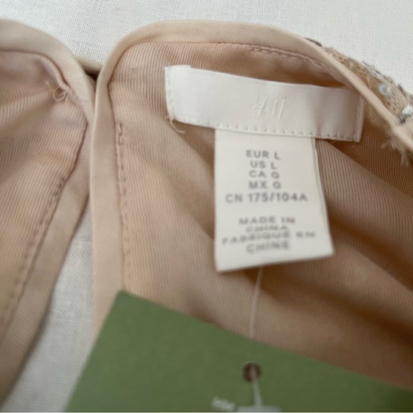 NWT H&M Women’s Sequence White Gold Blouse Elastic Waist Long Sleeve Size L - Picture 9 of 11